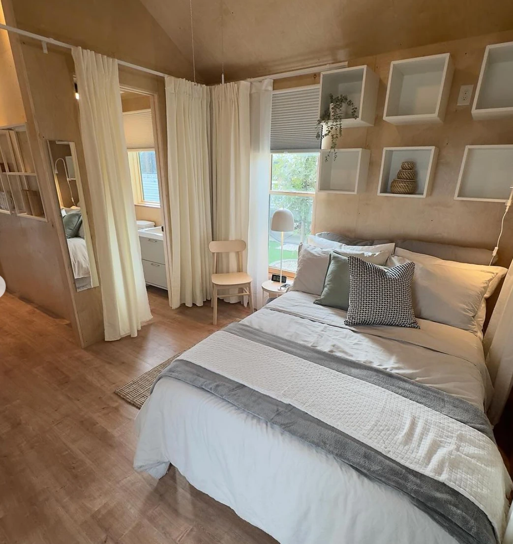 Interior view of the 34m² IKEA tiny house — furniture and layout